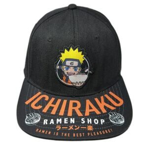 Naruto Snapback Black One Size Ichiraku Ramen Shop Anime Patch Underbrim Hat